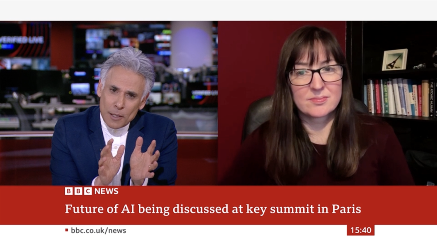 Catherine Breslin on BBC News discussing the AI summit in Paris